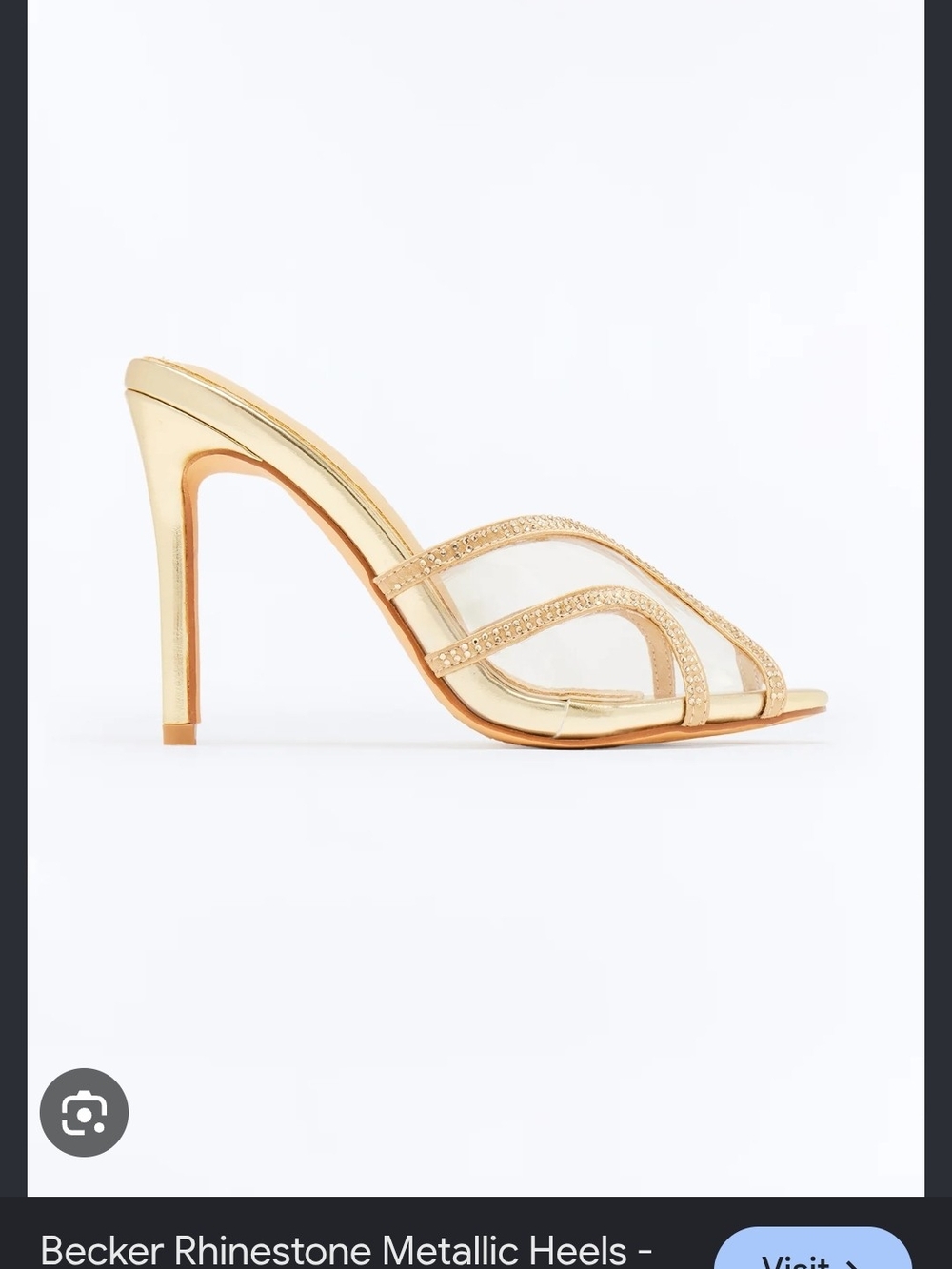 Fashion Nova Becker Rhinestone Metallic Heels Gold